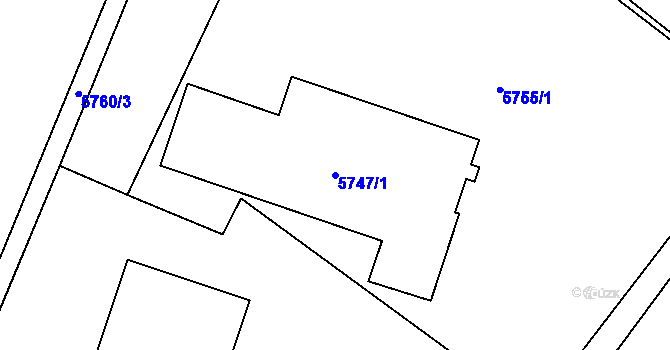 Parcela st. 5747/1 v KÚ Prostějov, Katastrální mapa