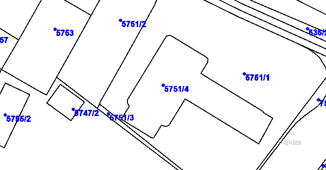 Parcela st. 5751/4 v KÚ Prostějov, Katastrální mapa
