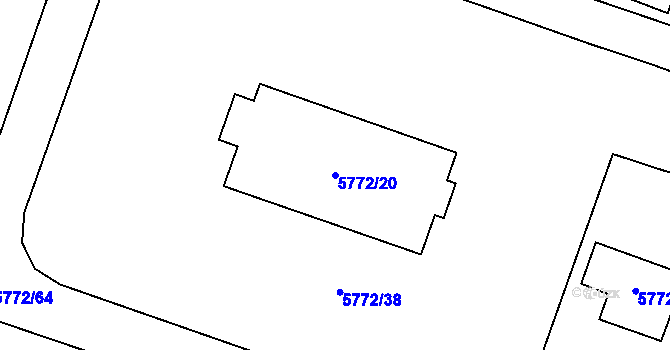 Parcela st. 5772/20 v KÚ Prostějov, Katastrální mapa
