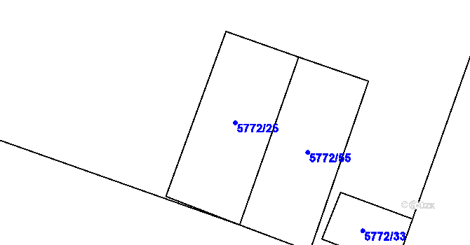 Parcela st. 5772/25 v KÚ Prostějov, Katastrální mapa