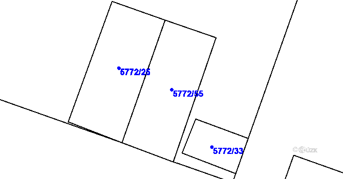 Parcela st. 5772/55 v KÚ Prostějov, Katastrální mapa
