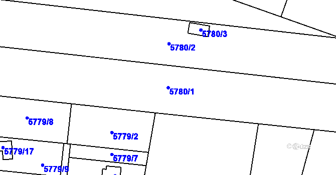 Parcela st. 5780/1 v KÚ Prostějov, Katastrální mapa