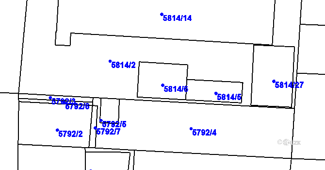 Parcela st. 5814/6 v KÚ Prostějov, Katastrální mapa