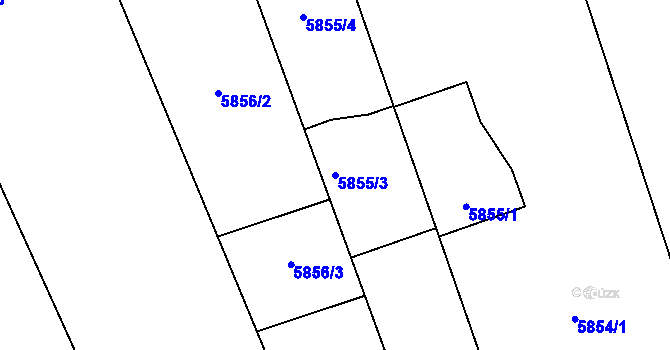 Parcela st. 5855/3 v KÚ Prostějov, Katastrální mapa