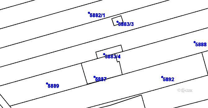 Parcela st. 5883/4 v KÚ Prostějov, Katastrální mapa