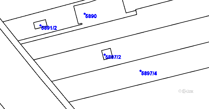 Parcela st. 5897/2 v KÚ Prostějov, Katastrální mapa