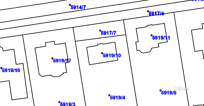 Parcela st. 5919/10 v KÚ Prostějov, Katastrální mapa
