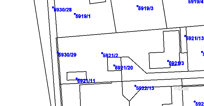 Parcela st. 5921/2 v KÚ Prostějov, Katastrální mapa