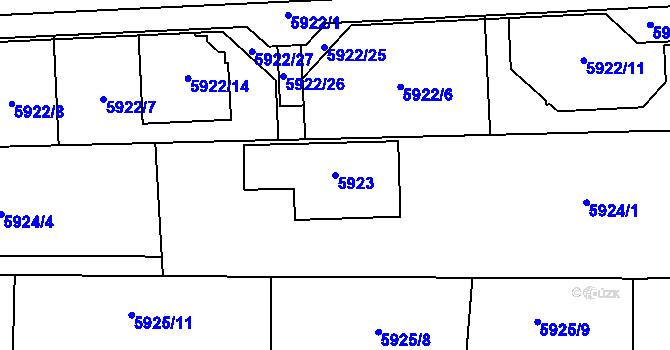 Parcela st. 5923 v KÚ Prostějov, Katastrální mapa