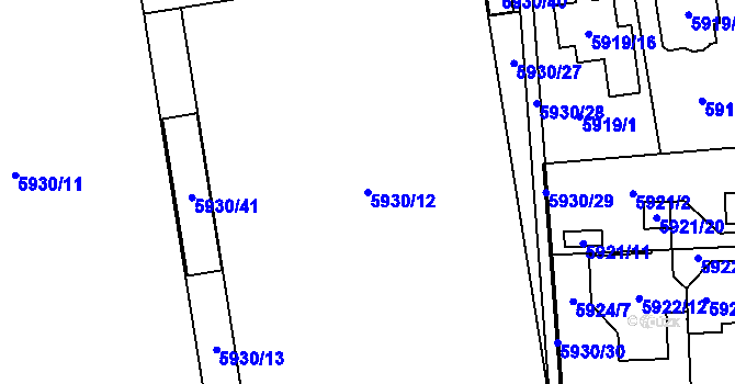 Parcela st. 5930/12 v KÚ Prostějov, Katastrální mapa