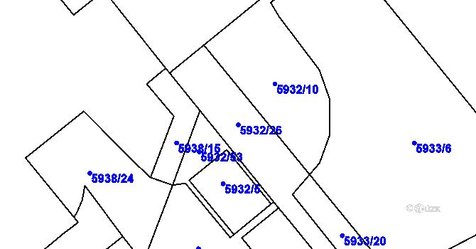 Parcela st. 5932/26 v KÚ Prostějov, Katastrální mapa