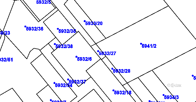 Parcela st. 5932/27 v KÚ Prostějov, Katastrální mapa