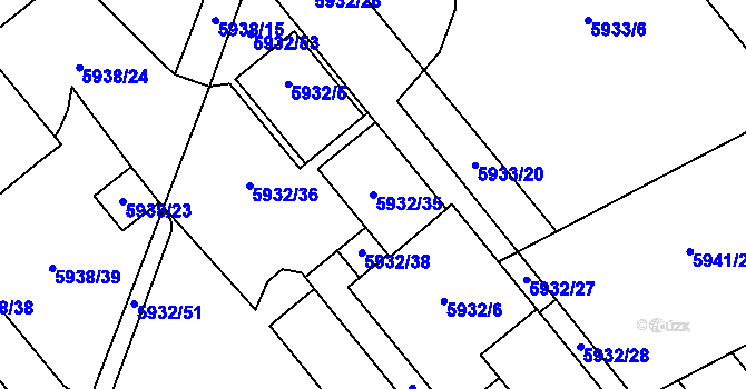 Parcela st. 5932/35 v KÚ Prostějov, Katastrální mapa