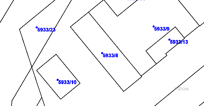 Parcela st. 5933/8 v KÚ Prostějov, Katastrální mapa