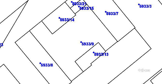 Parcela st. 5933/9 v KÚ Prostějov, Katastrální mapa