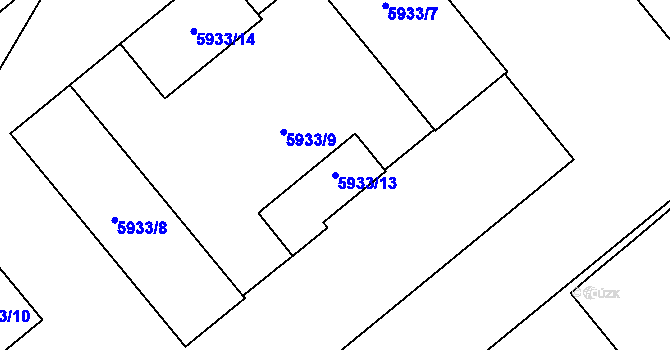 Parcela st. 5933/13 v KÚ Prostějov, Katastrální mapa