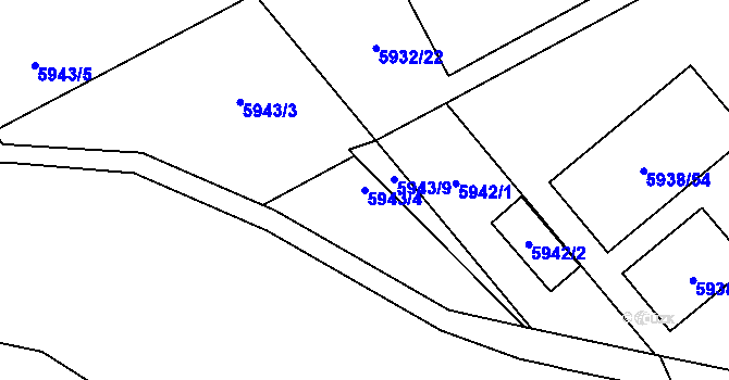 Parcela st. 5943/4 v KÚ Prostějov, Katastrální mapa