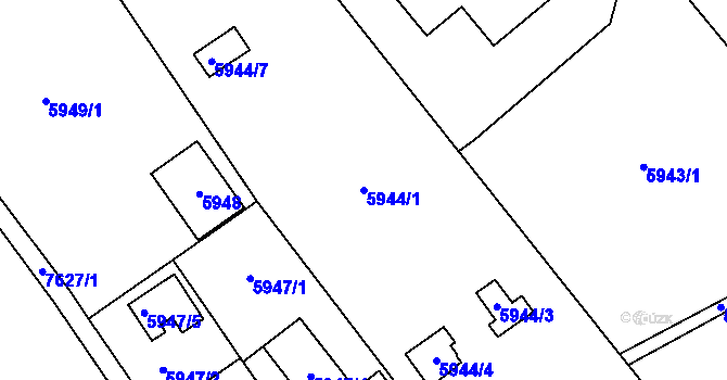 Parcela st. 5944/1 v KÚ Prostějov, Katastrální mapa