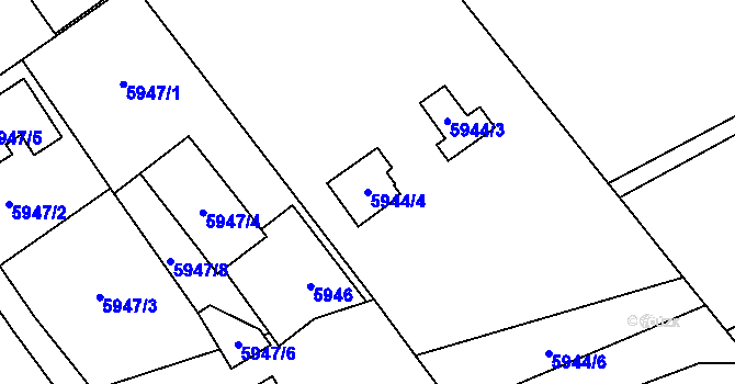 Parcela st. 5944/4 v KÚ Prostějov, Katastrální mapa