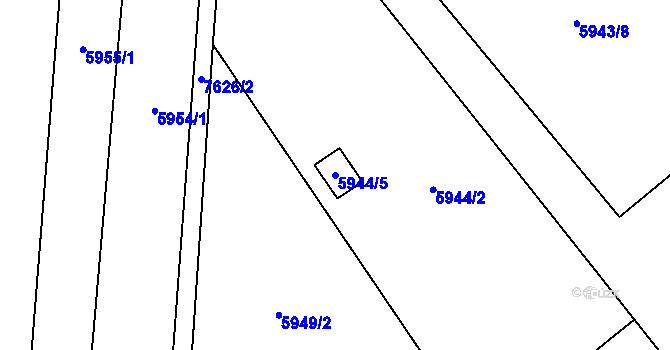 Parcela st. 5944/5 v KÚ Prostějov, Katastrální mapa
