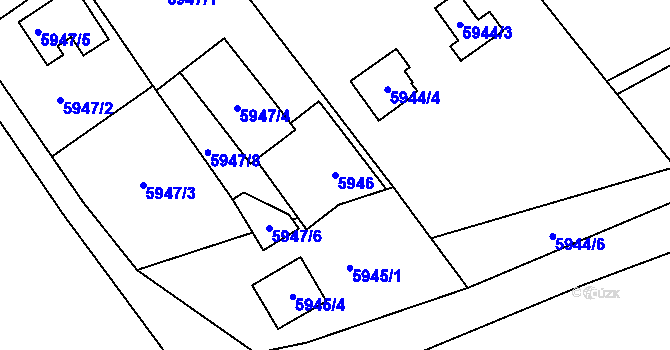 Parcela st. 5946 v KÚ Prostějov, Katastrální mapa