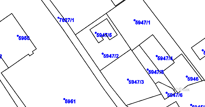 Parcela st. 5947/2 v KÚ Prostějov, Katastrální mapa