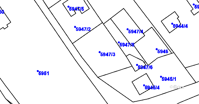 Parcela st. 5947/3 v KÚ Prostějov, Katastrální mapa