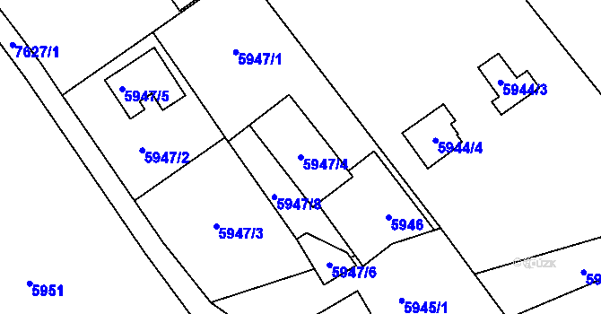 Parcela st. 5947/4 v KÚ Prostějov, Katastrální mapa