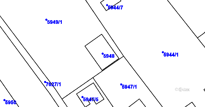 Parcela st. 5948 v KÚ Prostějov, Katastrální mapa