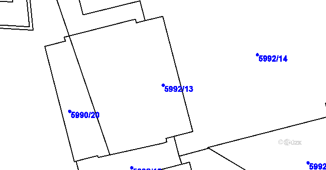 Parcela st. 5992/13 v KÚ Prostějov, Katastrální mapa