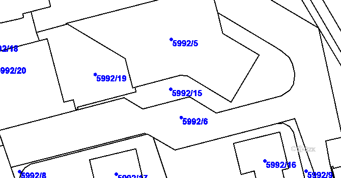 Parcela st. 5992/15 v KÚ Prostějov, Katastrální mapa