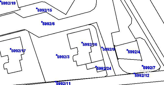 Parcela st. 5992/16 v KÚ Prostějov, Katastrální mapa