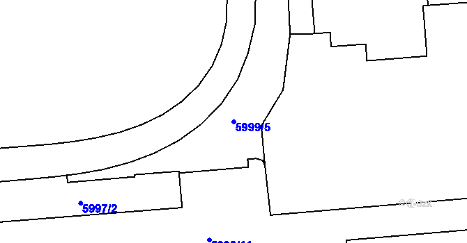 Parcela st. 5999/5 v KÚ Prostějov, Katastrální mapa