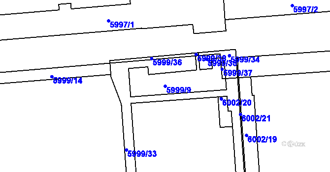 Parcela st. 5999/9 v KÚ Prostějov, Katastrální mapa