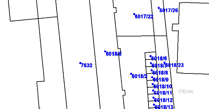 Parcela st. 6018/4 v KÚ Prostějov, Katastrální mapa