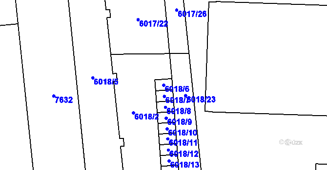 Parcela st. 6018/6 v KÚ Prostějov, Katastrální mapa
