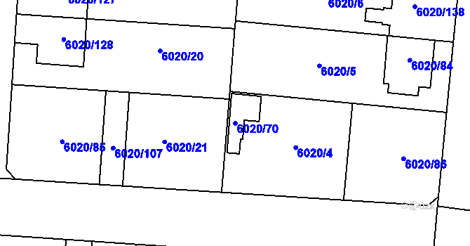 Parcela st. 6020/70 v KÚ Prostějov, Katastrální mapa