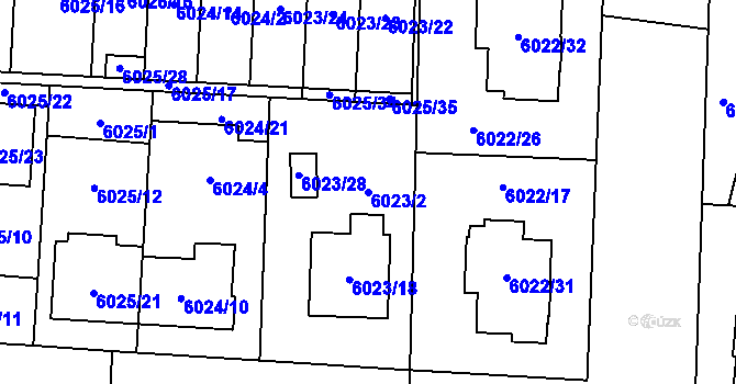 Parcela st. 6023/2 v KÚ Prostějov, Katastrální mapa