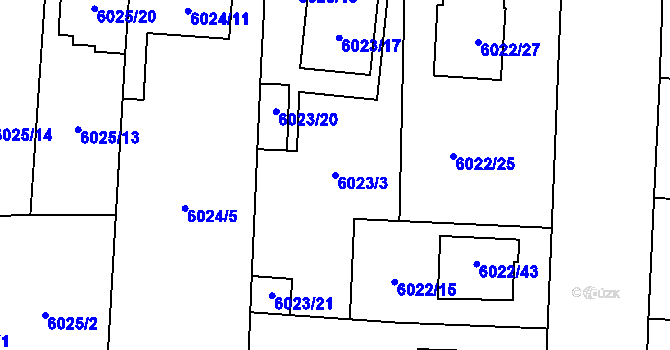 Parcela st. 6023/3 v KÚ Prostějov, Katastrální mapa