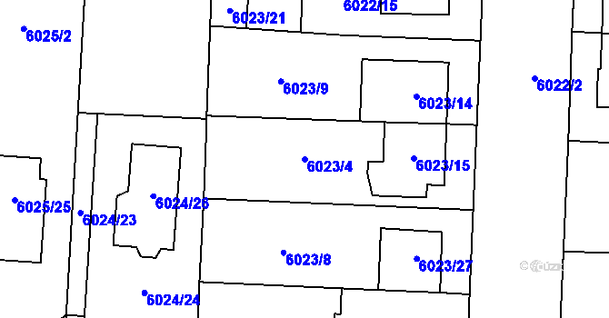 Parcela st. 6023/4 v KÚ Prostějov, Katastrální mapa