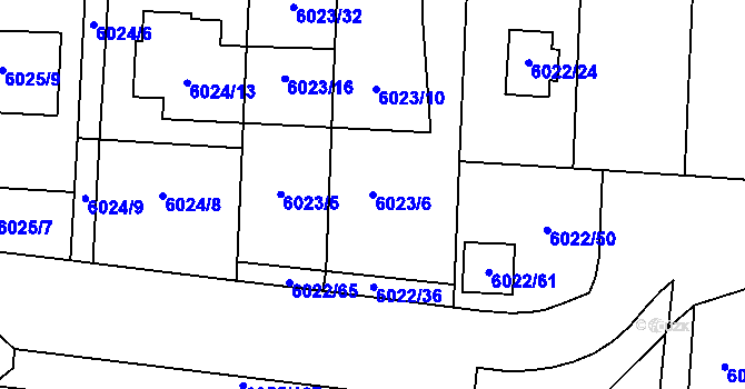 Parcela st. 6023/6 v KÚ Prostějov, Katastrální mapa