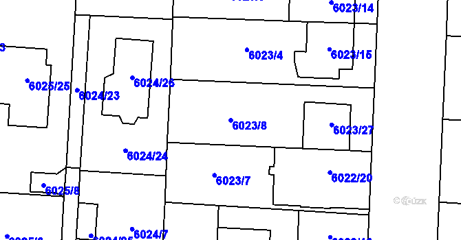 Parcela st. 6023/8 v KÚ Prostějov, Katastrální mapa