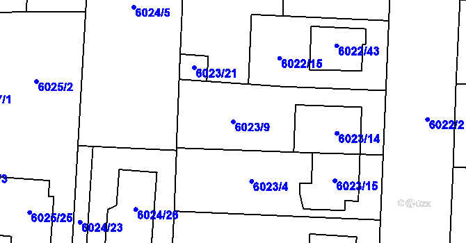 Parcela st. 6023/9 v KÚ Prostějov, Katastrální mapa