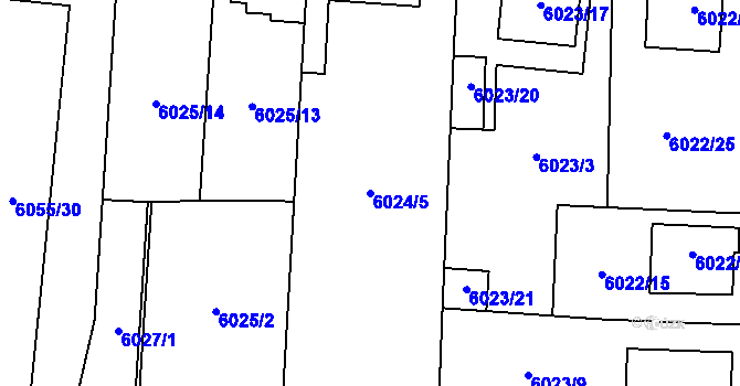 Parcela st. 6024/5 v KÚ Prostějov, Katastrální mapa