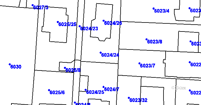 Parcela st. 6024/24 v KÚ Prostějov, Katastrální mapa