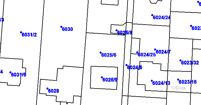 Parcela st. 6025/6 v KÚ Prostějov, Katastrální mapa