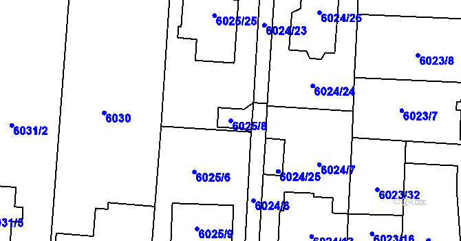Parcela st. 6025/8 v KÚ Prostějov, Katastrální mapa
