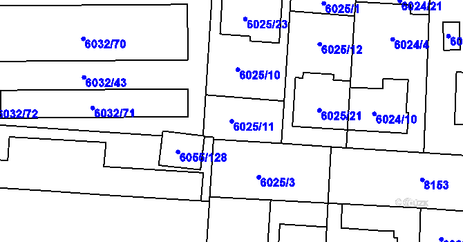 Parcela st. 6025/11 v KÚ Prostějov, Katastrální mapa