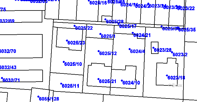 Parcela st. 6025/12 v KÚ Prostějov, Katastrální mapa