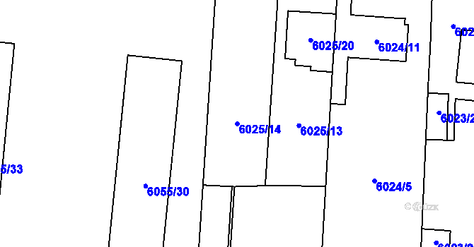 Parcela st. 6025/14 v KÚ Prostějov, Katastrální mapa